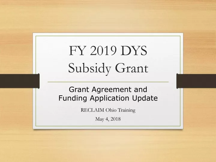 fy 2019 dys subsidy grant
