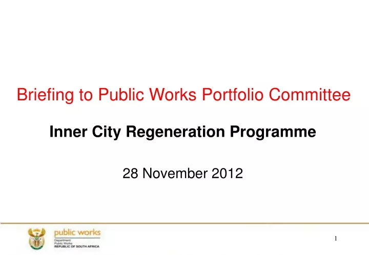 inner city regeneration programme 28 november 2012