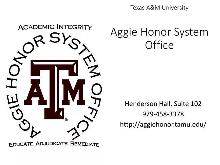 texas a m university aggie honor system office