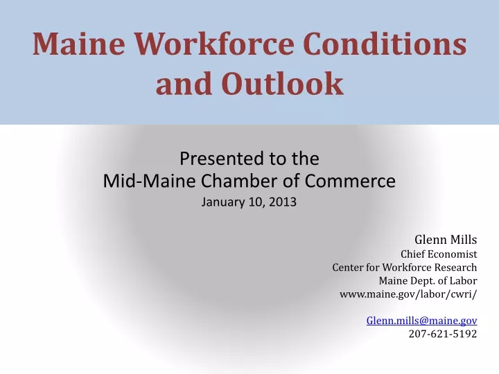 maine workforce conditions and outlook