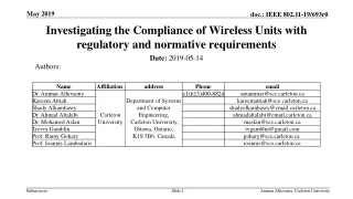 Investigating the Compliance of Wireless Units with regulatory and normative requirements