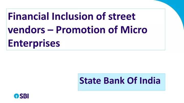 financial inclusion of street vendors promotion of micro enterprises