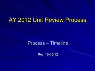 AY 2012 Unit Review Process