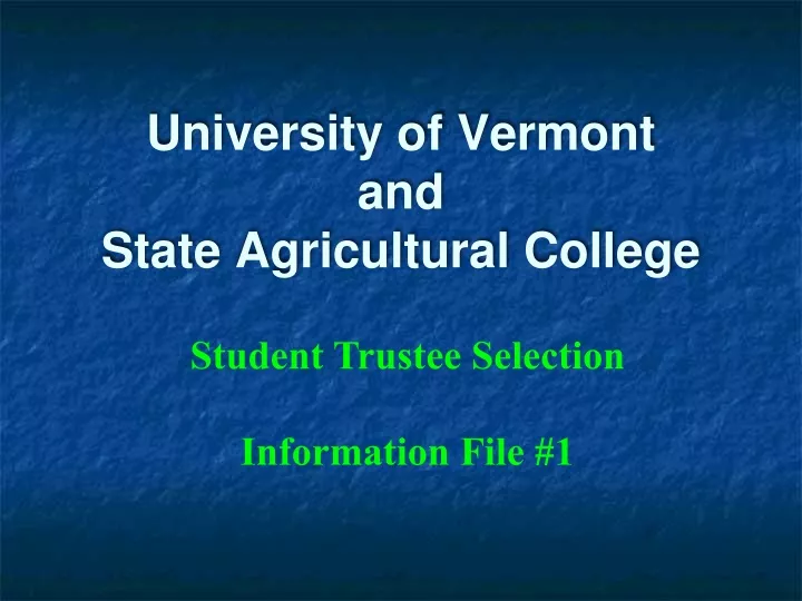 university of vermont and state agricultural college