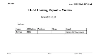 TGbd  Closing  Report  – Vienna