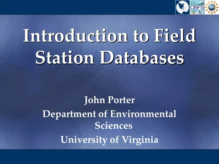 introduction to field station databases