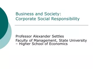 Business and Society: Corporate Social Responsibility