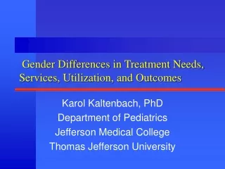 Gender Differences in Treatment Needs, Services, Utilization, and Outcomes
