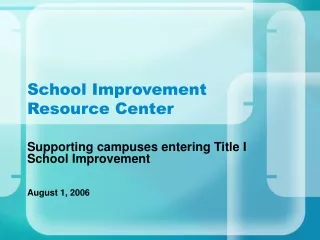 School Improvement Resource Center