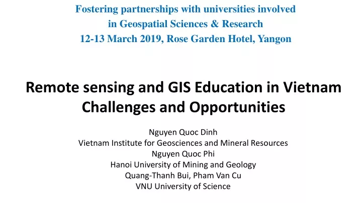 remote sensing and gis education in vietnam challenges and opportunities