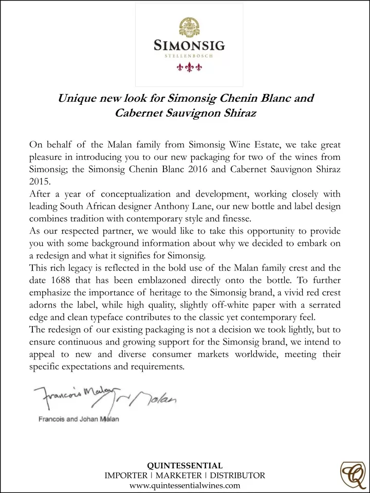 unique new look for simonsig chenin blanc