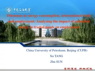 China University of Petroleum, Beijing (CUPB) Xu TANG Zhu SUN