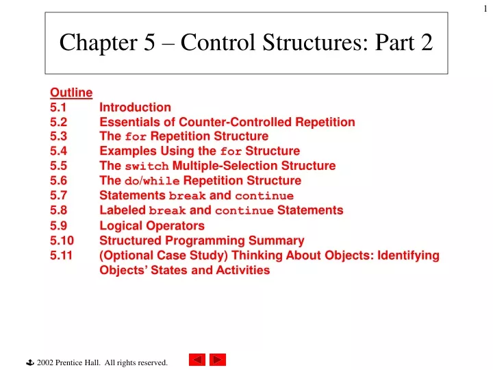 chapter 5 control structures part 2