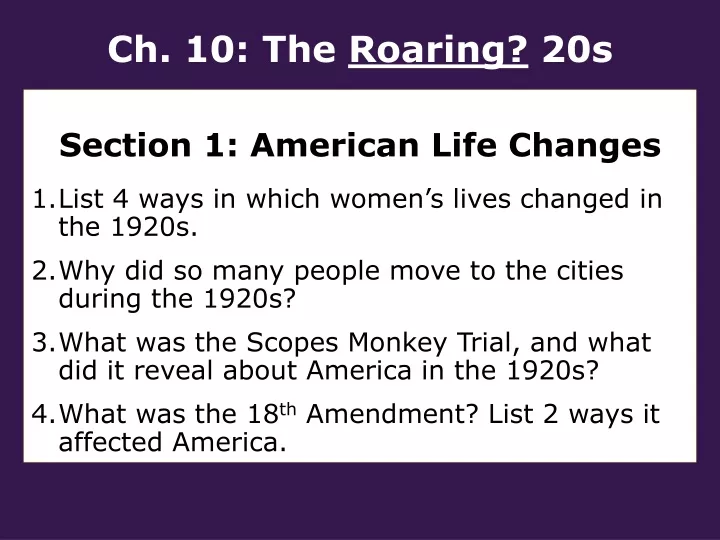 ch 10 the roaring 20s