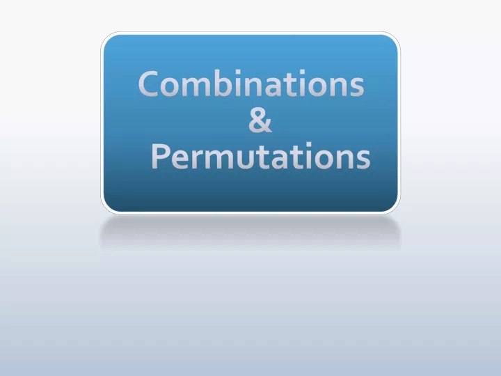 combinations permutations