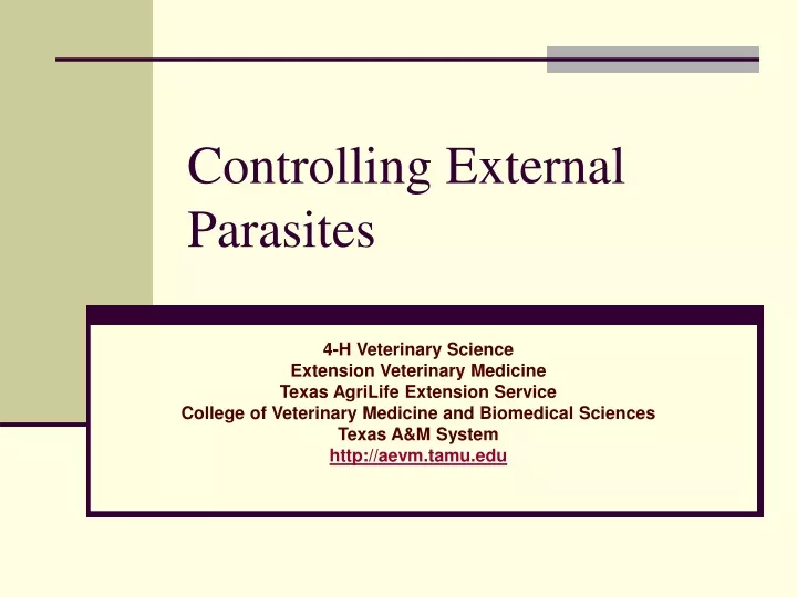 controlling external parasites