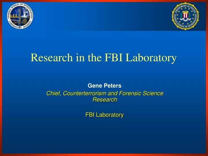 research in the fbi laboratory