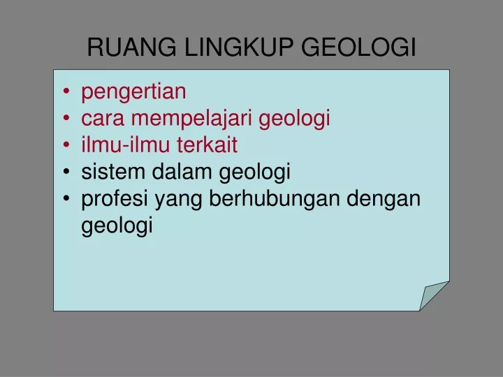 PPT RUANG LINGKUP GEOLOGI PowerPoint Presentation Free Download ID