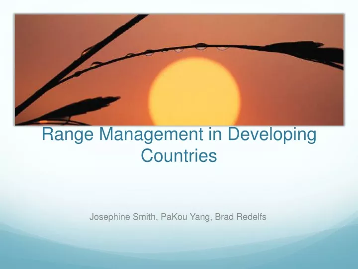 range management in developing countries