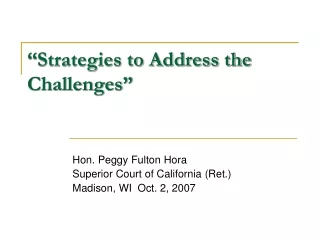 “Strategies to Address the Challenges”