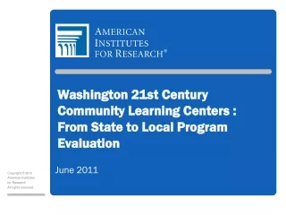 Washington 21st Century Community Learning Centers :  From State to Local Program Evaluation