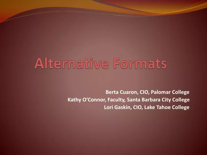 alternative formats