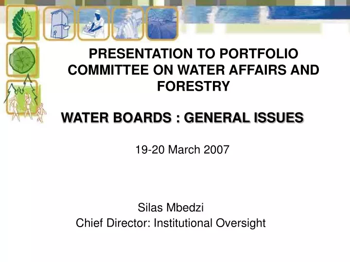presentation to portfolio committee on water affairs and forestry