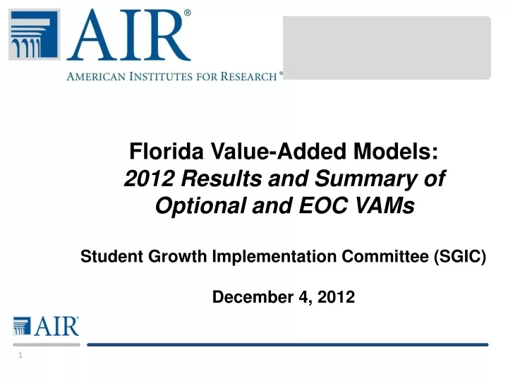 florida value added models 2012 results