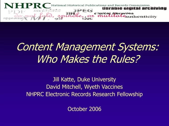 content management systems who makes the rules