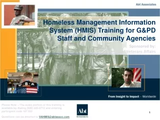 Homeless Management Information System (HMIS) Training for G&amp;PD Staff and Community Agencies