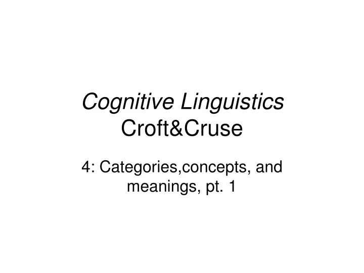 cognitive linguistics croft cruse