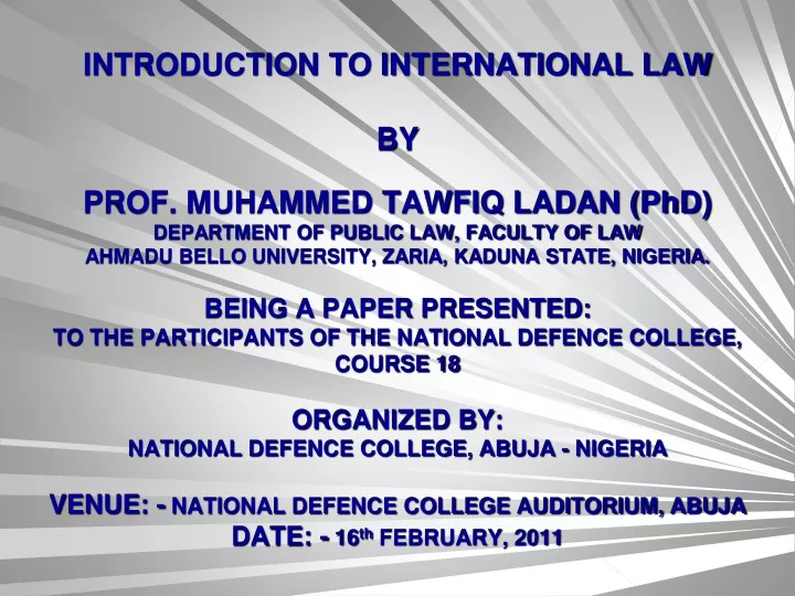 introduction to international law by prof