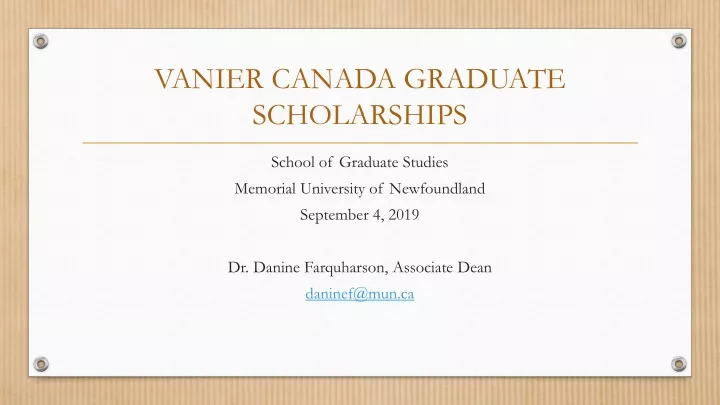 vanier canada graduate scholarships