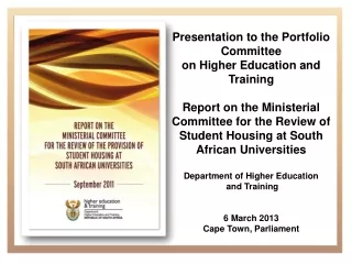 Presentation to the Portfolio Committee on Higher Education and Training