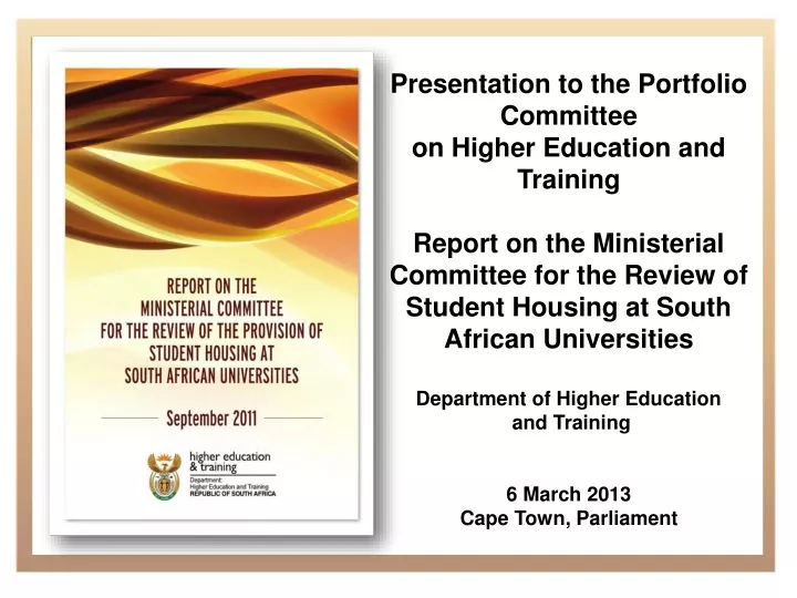 presentation to the portfolio committee on higher