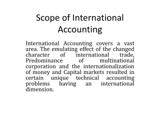 Scope of International Accounting