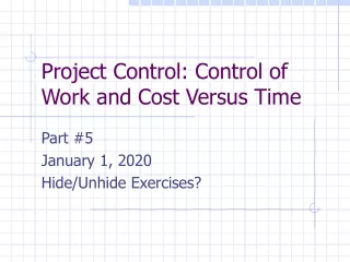 Project Control: Control of Work and Cost Versus Time