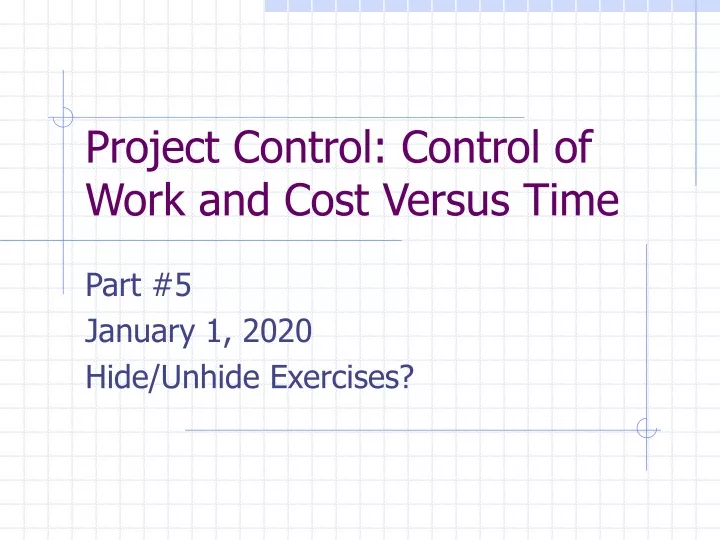 project control control of work and cost versus time