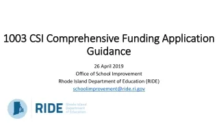 1003 CSI Comprehensive Funding Application Guidance