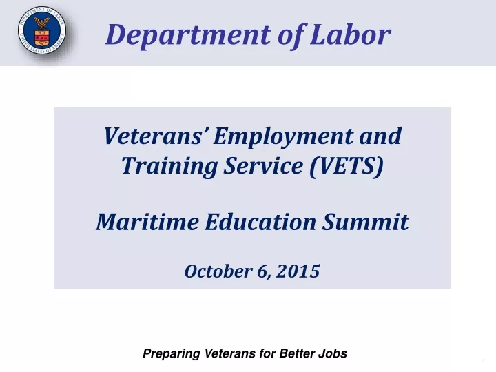 veterans employment and training service vets maritime education summit october 6 2015