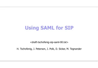 Using SAML for SIP