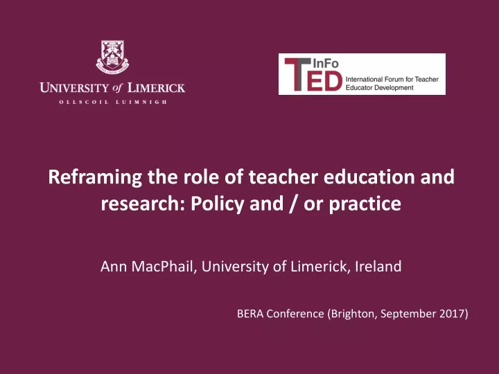 reframing the role of teacher education