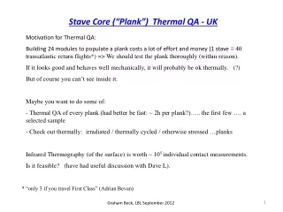 Stave Core (“Plank”)  Thermal QA - UK