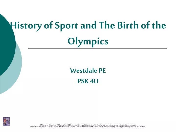history of sport and the birth of the olympics westdale pe psk 4u