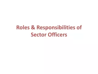 Roles &amp; Responsibilities of Sector Officers