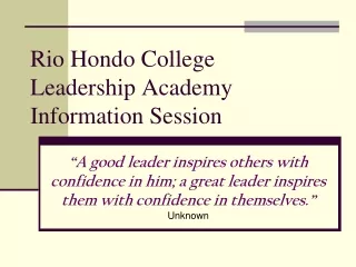 Rio Hondo College Leadership Academy  Information Session