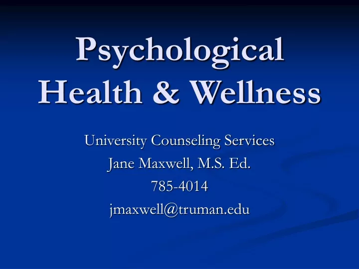 psychological health wellness