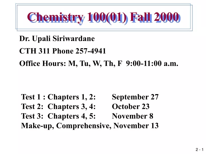 chemistry 100 01 fall 2000