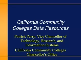 California Community Colleges Data Resources
