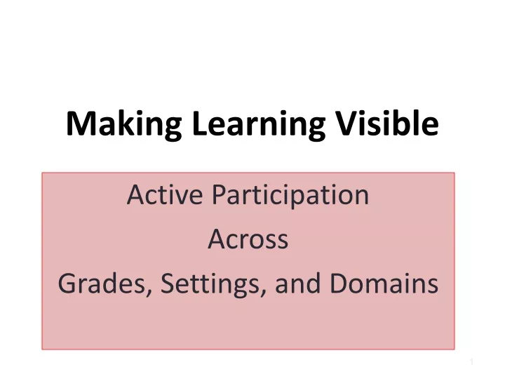 making learning visible